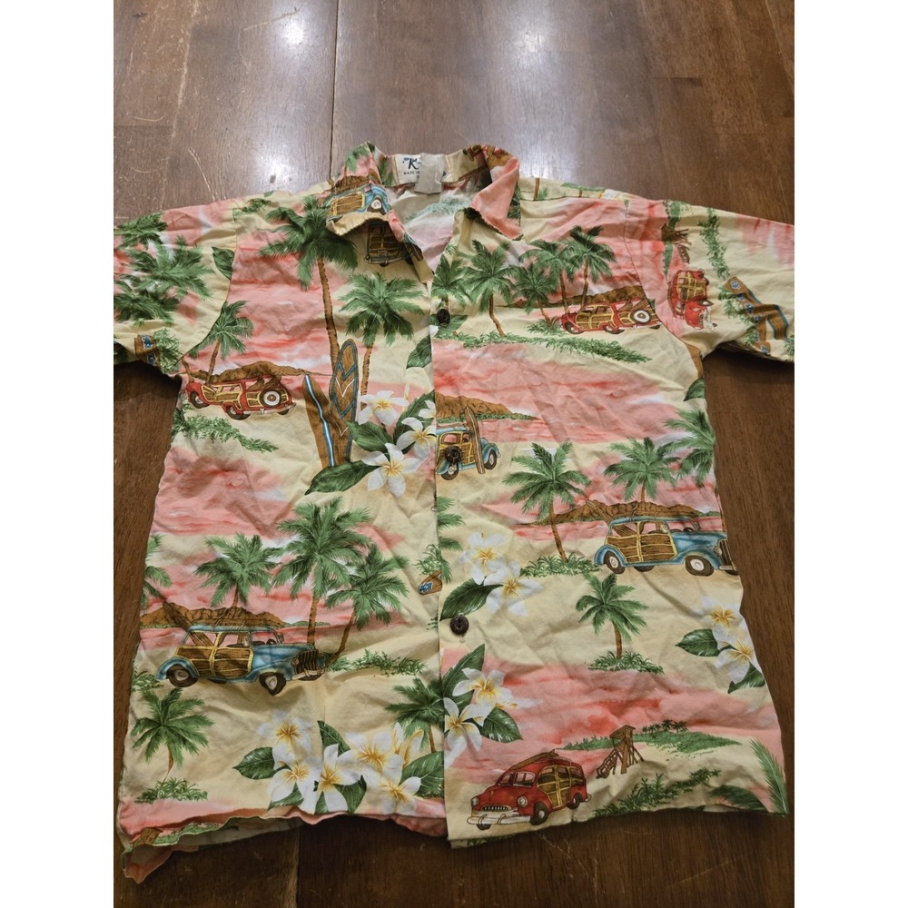 KY's Woodie Sands Hawaiian Youth Shirt Medium- Made In Hawaii Surf Vacation
